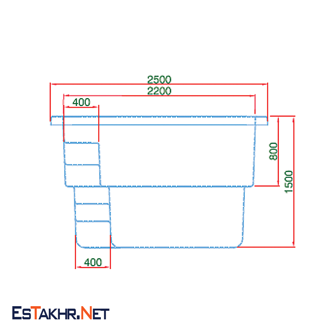  استخر فایبر گلاس 2/5 * 4 