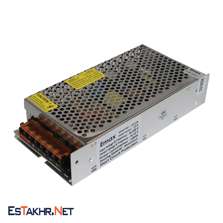 منبع تغذیه سوئیچینگ 12 ولت 15 آمپر ایزوله EMAX 
