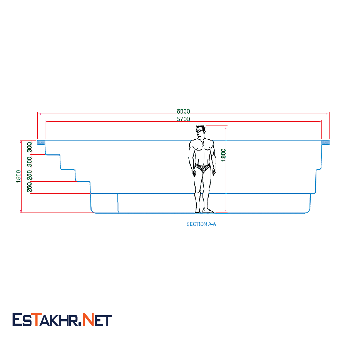  استخر فایبر گلاس 3 * 6 پیش ساخته 